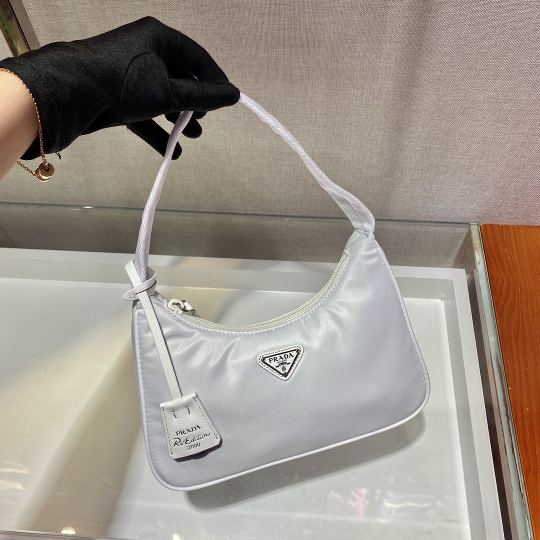 Prada Mini Re Nylon Re Edition 2000 Hobo Bag Handbag White 1NE515